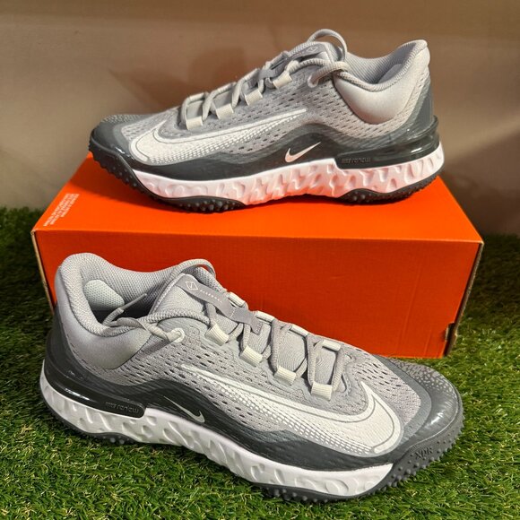 Nike Alpha Huarache Elite Turf Baseball Shoes Grey Men Size